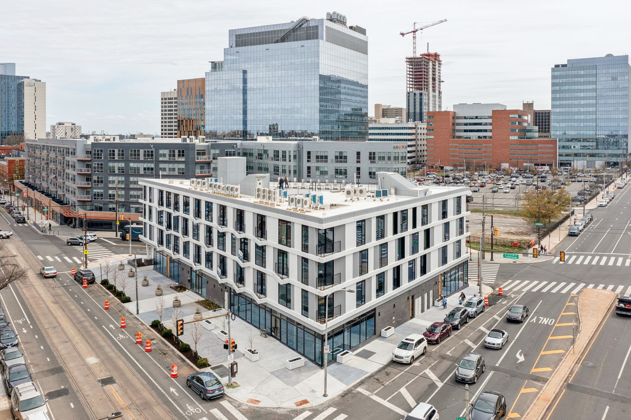 Modern architectural detail at Triad UCity Apartments