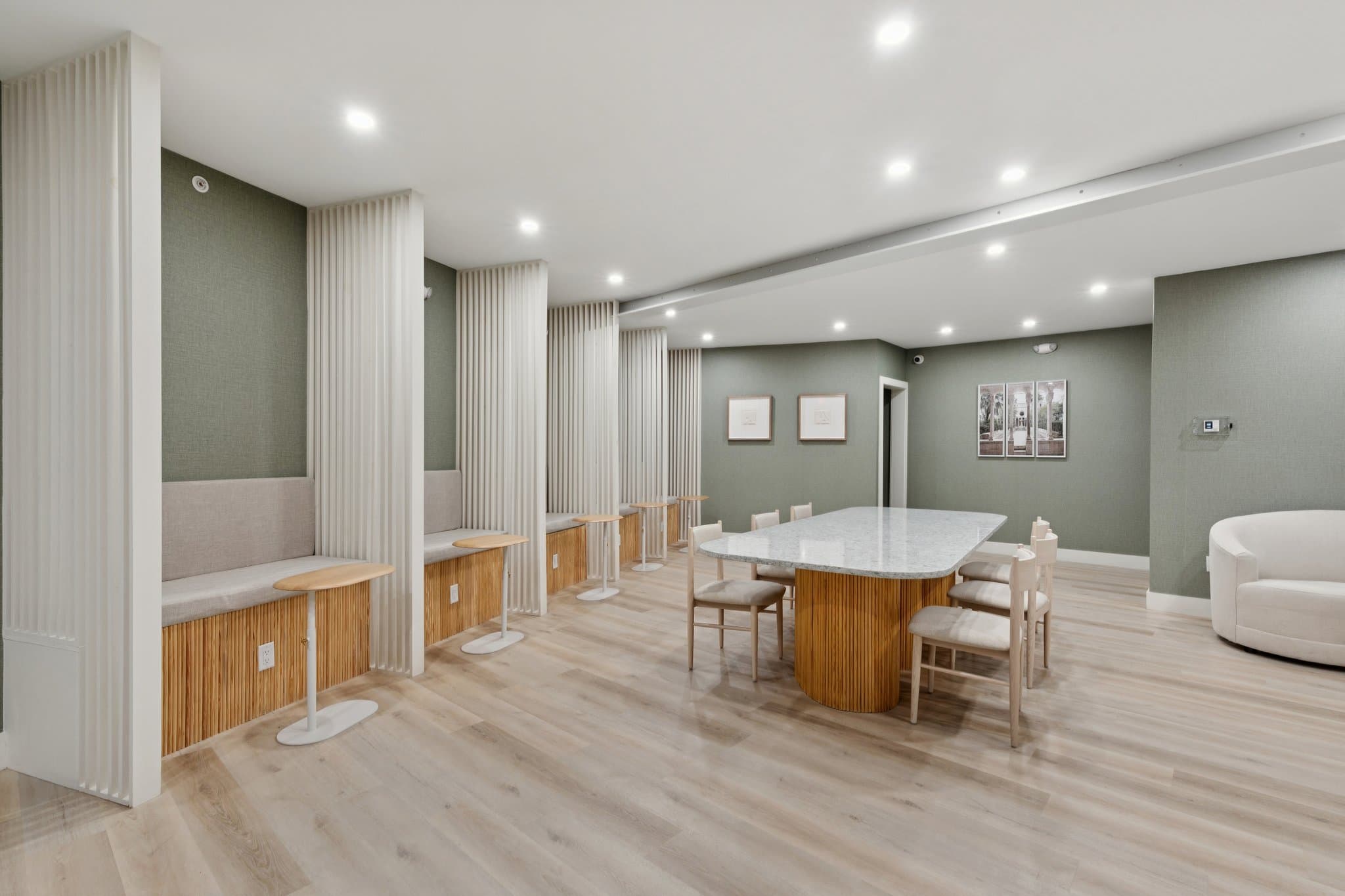 Open lounge with curated decor
