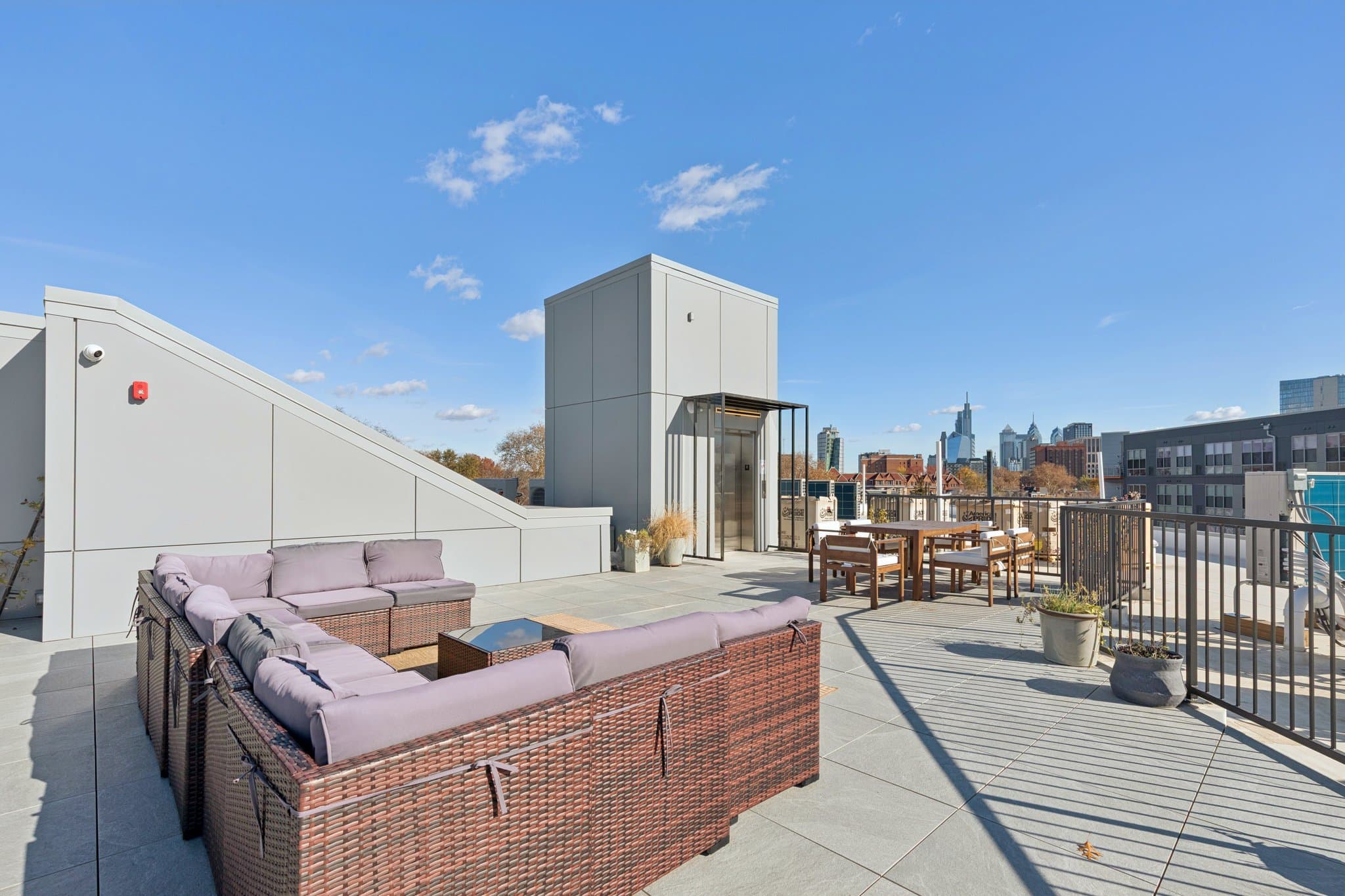 Rooftop terrace at Triad UCity Apartments